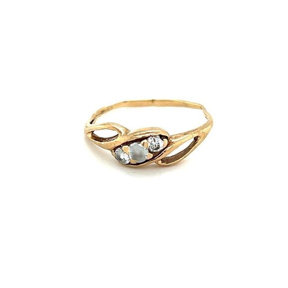 Thin Band 10K Gold Cz Ring - Picture 1 of 7